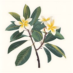 Elegant Frangipani Floral on White Background