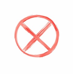 Obraz premium Red Prohibition Warning Badge with Diagonal Cross
