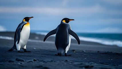 Fototapeta premium The two penguins on the beach