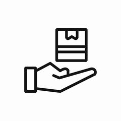 Hand holding package icon vector sign