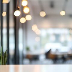 Blurry Soft Lighting in Modern Office Interior with Bokeh Background