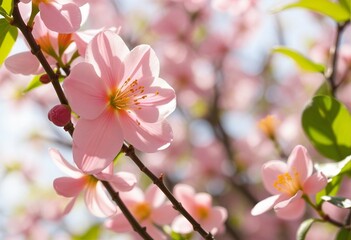 Obraz premium Vivid Spring Garden: A Dreamy, Vibrant Scene with Natural Light and Blossoming Trees