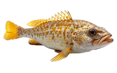 Close up of a vibrant yellow fish perfect for seafood restaurant menus cookbooks or marine biology publications