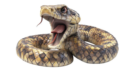 Fototapeta premium Realistic depiction of a venomous snake coiled and ready to strike in a natural setting