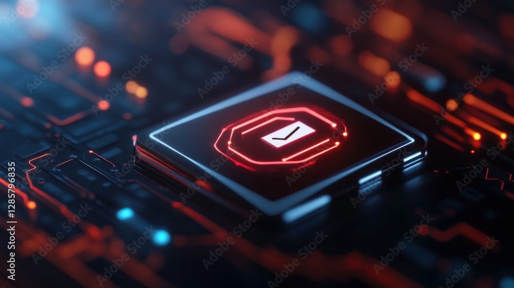 Poster innovative digital circuit design tech lab graphic visualization futuristic environment close-up vie