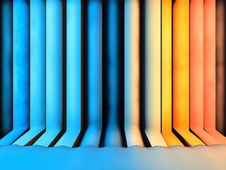Obraz premium Vibrant vertical stripes softly blend warm and cool hues creating a tranquil abstract scene. AI Generated