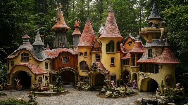 Enchanting Fantasy Castle Surrounded by Lush Greenery: A Fairytale Destination in Europe.