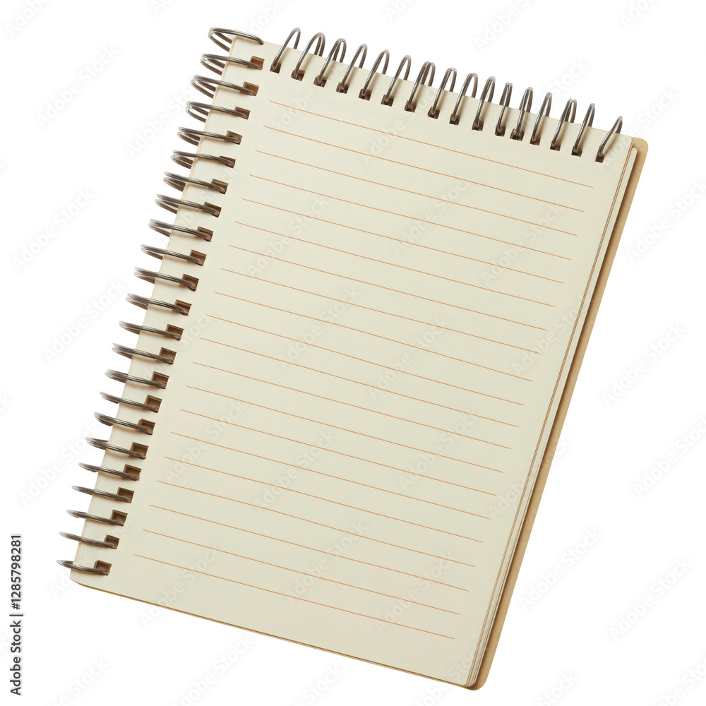 Poster spiral notebook isolated on white background with blank pages