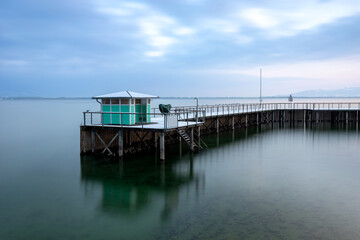 Obraz premium Römerbad am Bodensee im Winter, Lindau, Bayern