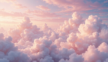 Dreamy soft pastel sky with fluffy clouds