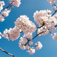 Obraz premium Vibrant Cherry Blossoms Amidst a Clear Blue Sky