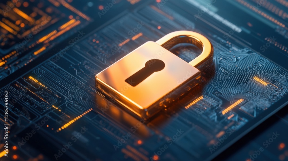 Poster digital security lock virtual space image cyber environment close-up view protection concept