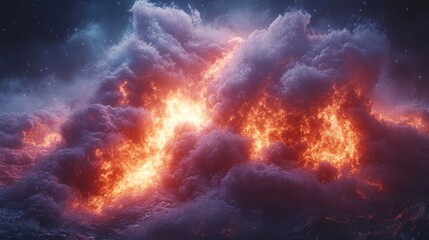 Fiery Cloudscape Night Sky