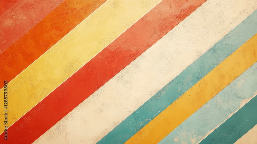 Poster bright angled lines form a retro styled colorful pattern composition