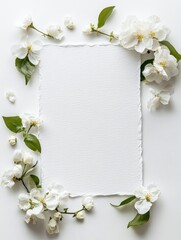 Flower-framed paper on white surface