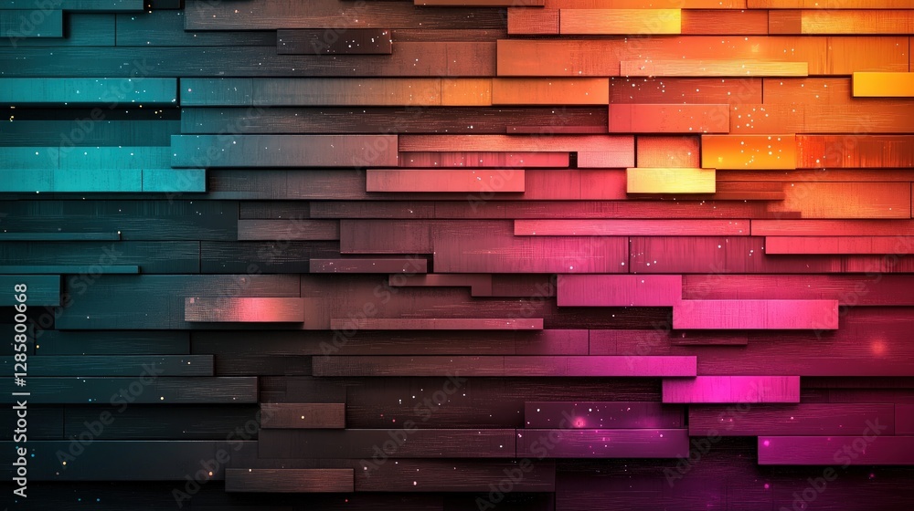 Poster Abstract Colorful Wooden Plank Background with Texture and Patterns