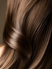 Fototapeta premium Glossy Brunette Hair Close Up Showing Luxurious Texture and Shine : Generative AI