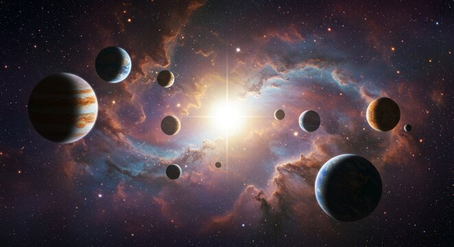 Imagining undiscovered exoplanets orbiting a distant nebula star system