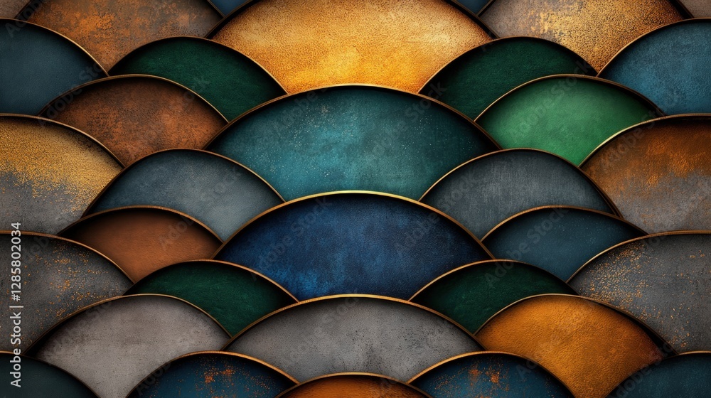 Poster Colorful Abstract Waves Pattern with Texture and Depth