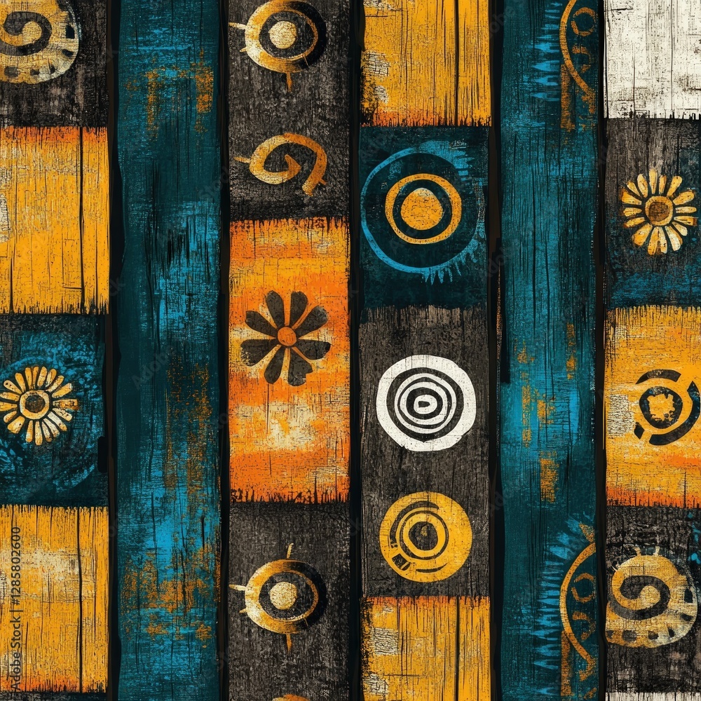 Aufkleber Colorful Abstract Pattern with Geometric Shapes and Textures