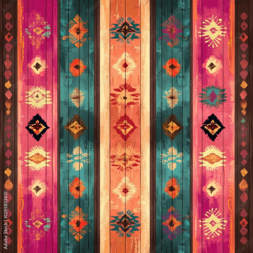 Poster colorful geometric pattern design with vibrant rustic tones
