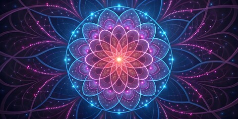 Colorful Mandala Pattern with Pink and Blue Geometric Design