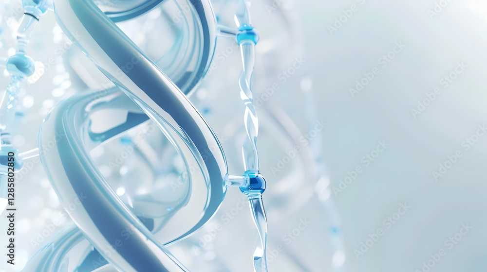 Poster abstract representation of intertwined blue strands resembling dna in a soft-focus background
