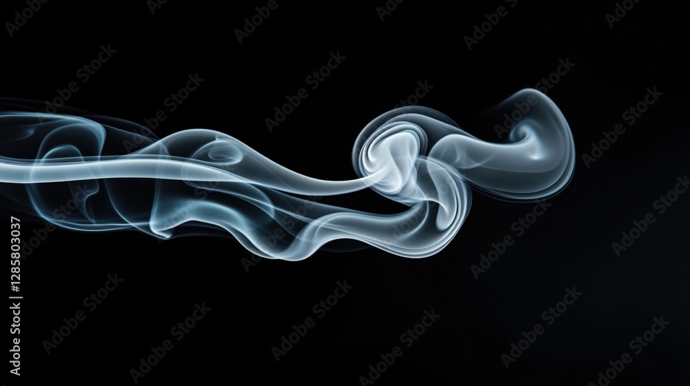 Poster dancing smoke patterns dark background abstract art mysterious environment close-up view visual sere