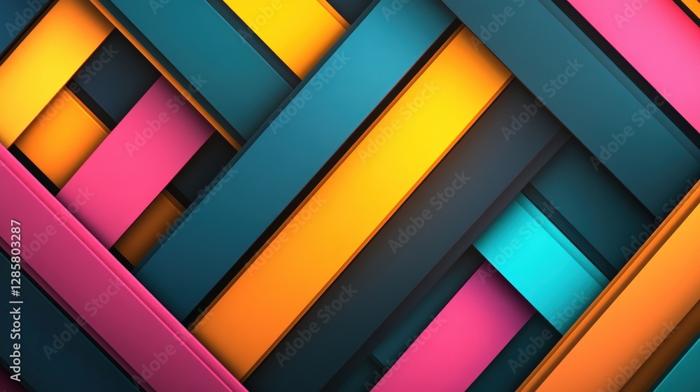 Poster vibrant abstract pattern with colorful stripes and shapes