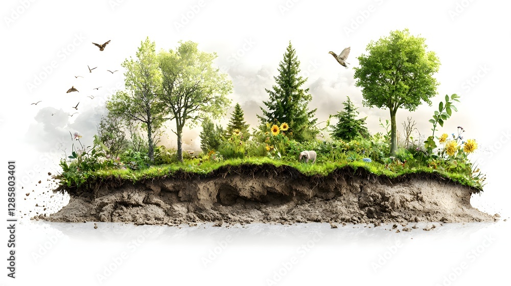 Poster detailed infographic visualizing the direct correlation between deforestation and reduced rainfall