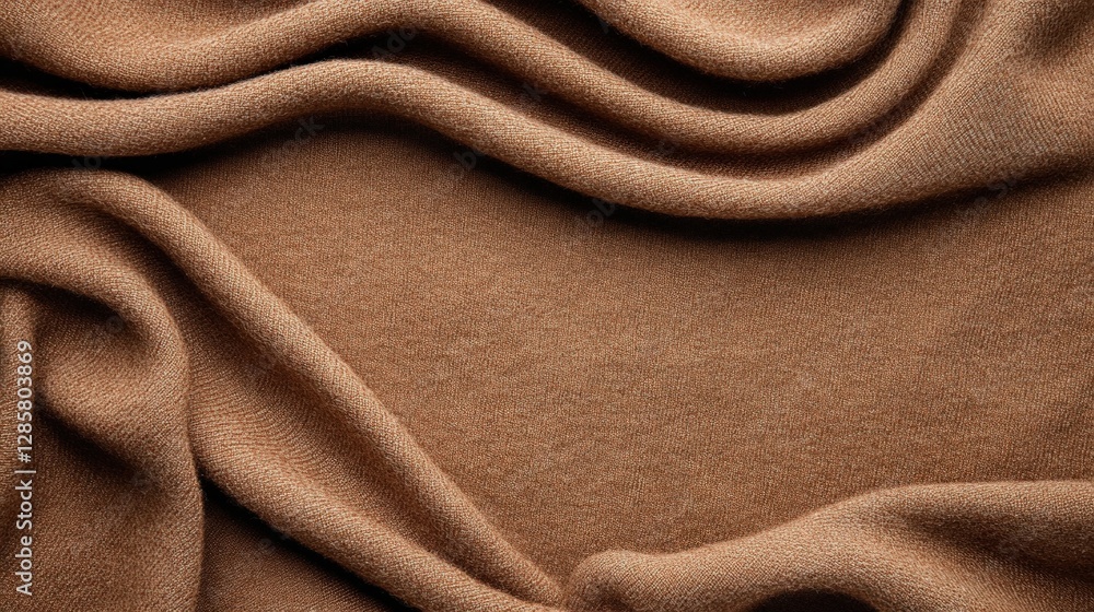 Poster soft brown textile fabric draped in elegant waves and folds