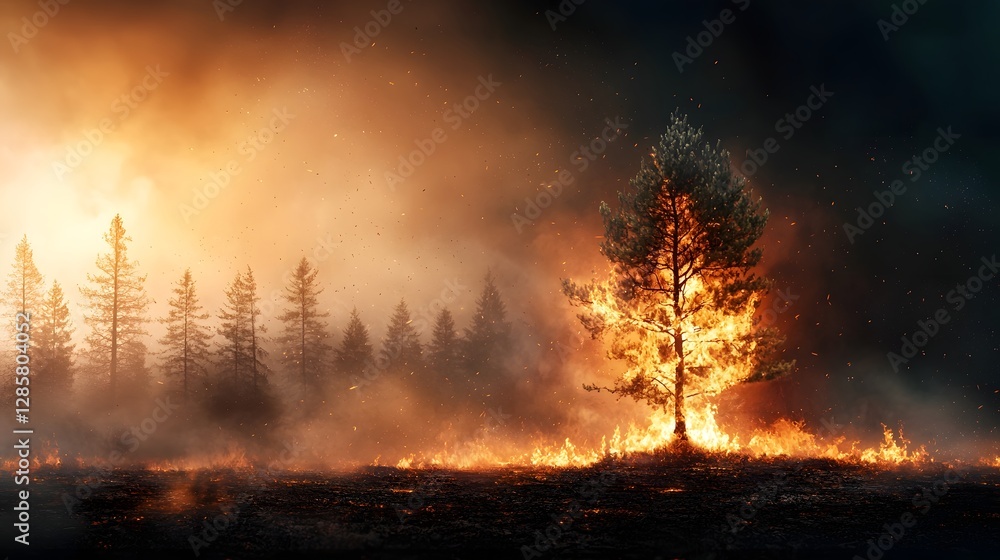 Poster visualizing the connection between deforestation and wildfires an infographic highlighting the impac