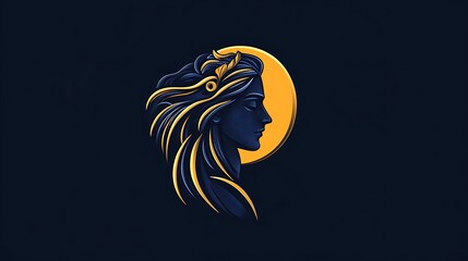 Golden Goddess Profile: A Digital Illustration Against a Night Sky AI Generated