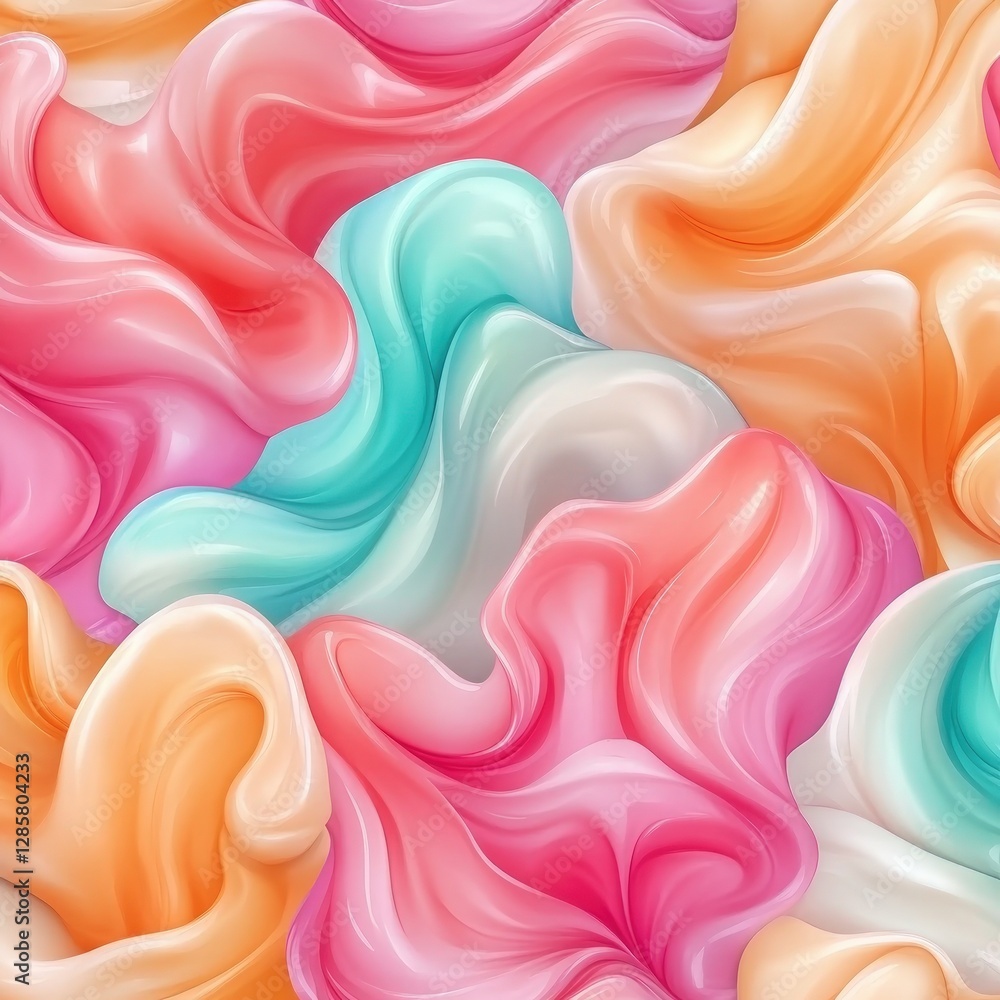 Poster colorful abstract waves in soft pastel tones for background design