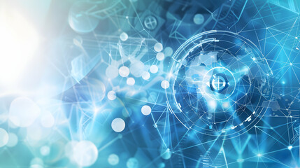 Obraz premium Abstract digital technology background with interconnected data and global map visualization