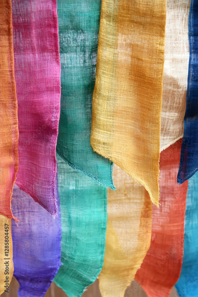 Fototapete colorful handwoven fabric textiles displaying rich patterns and textures in variety of hues : genera