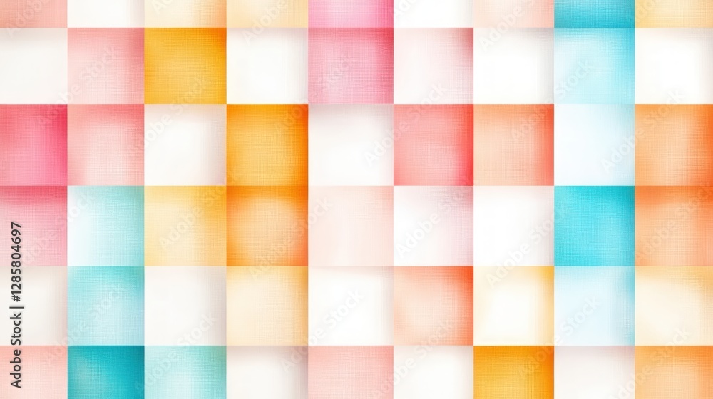 Aufkleber Colorful Abstract Pattern with Soft Pastel Squares and Gradients