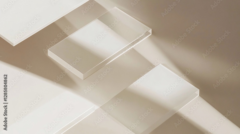 Poster abstract composition of light and shadow created by several white and clear rectangle