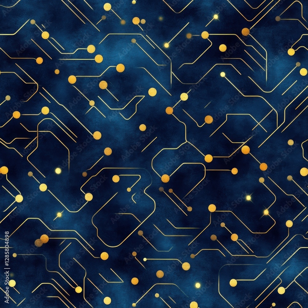 Poster abstract blue and gold circuit background for technology design