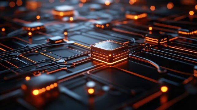 Technological breakthroughs in circuit design modern digital environment abstract visuals futuristic perspective innovation showcase