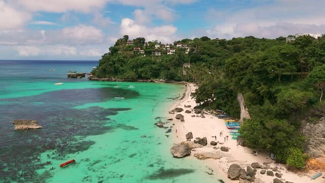 Aerial view of Boracay Island, White Beach, Western Visayas, Philippines