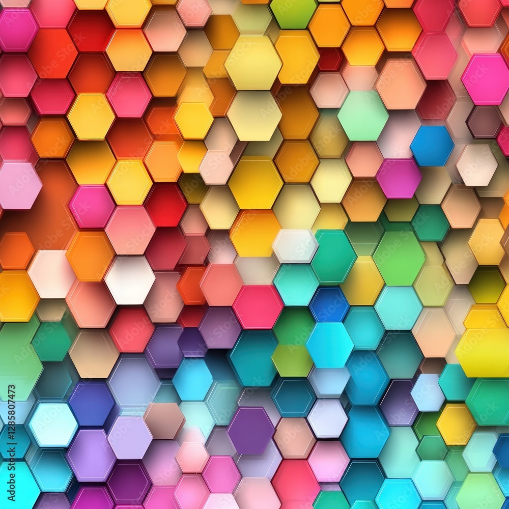 Poster Colorful Hexagonal Pattern in Vibrant Shades for Abstract Background