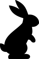 Obraz premium Rabbit silhouette. Festive bunny silhouette. Flat Vector illustration element Isolated. Transparent background.