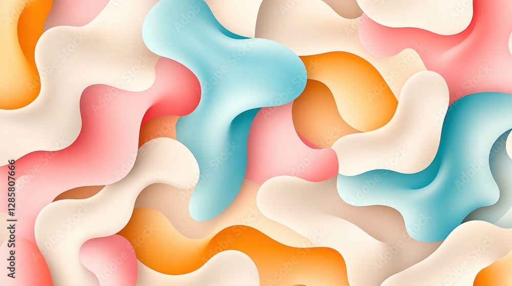 Poster colorful abstract shapes with curvy forms and soft gradients