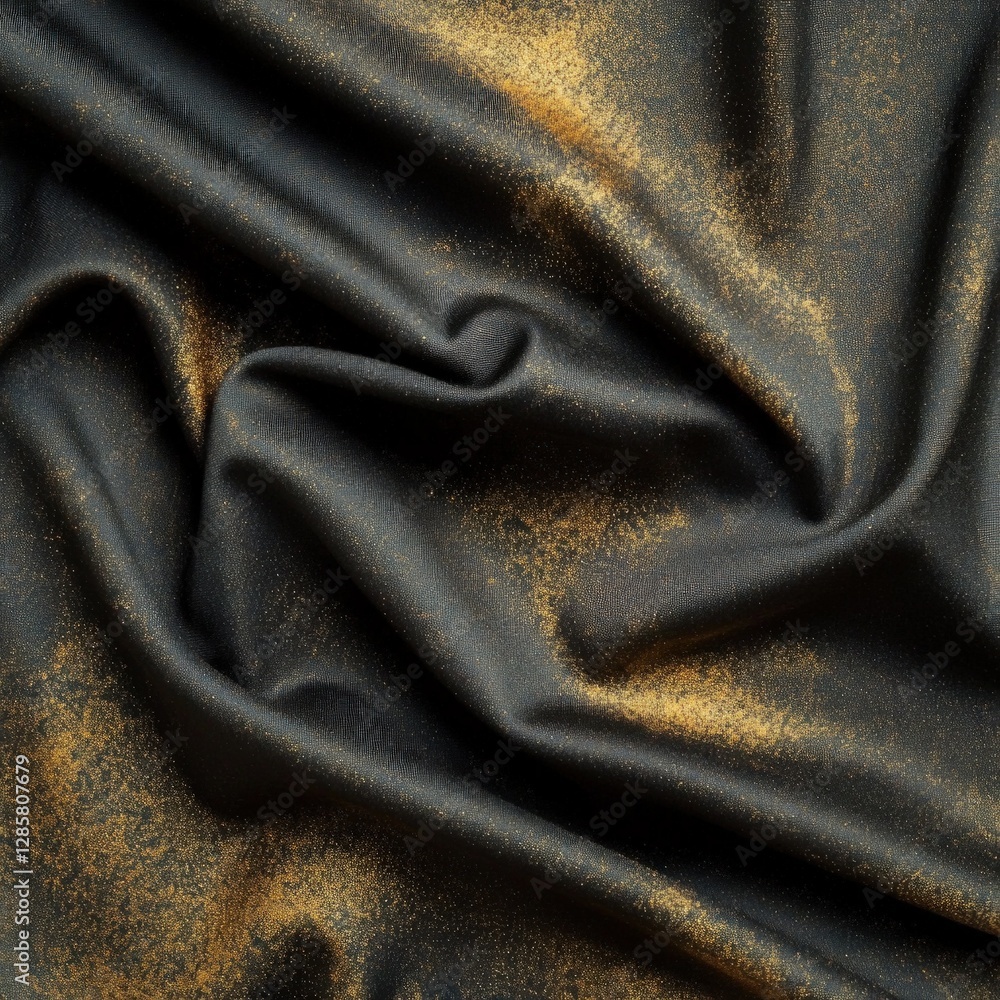 Poster elegant black fabric with gold shimmering texture background
