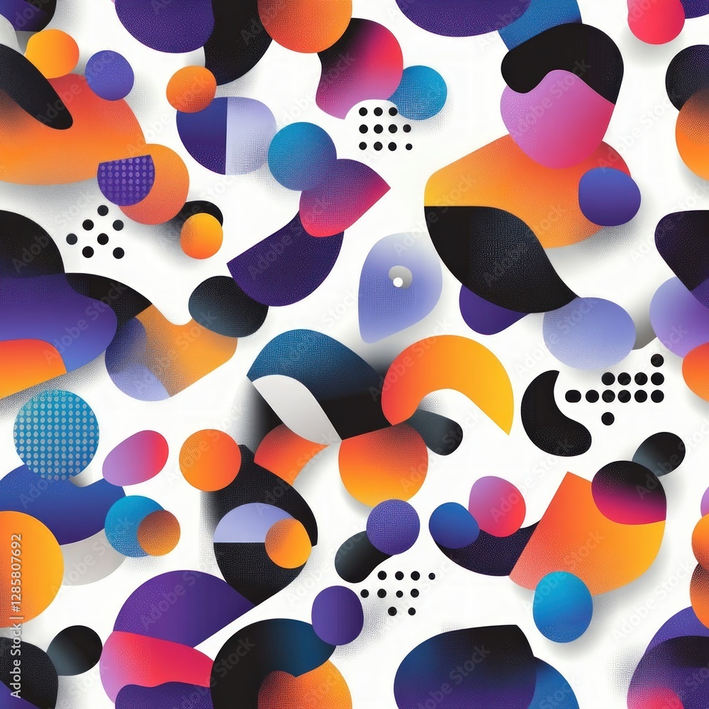 Poster Vibrant Abstract Shapes and Colors on White Background for Design