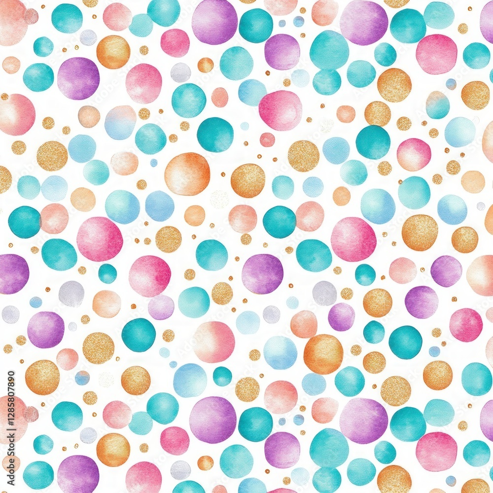 Poster colorful watercolor dots pattern on white background for design use