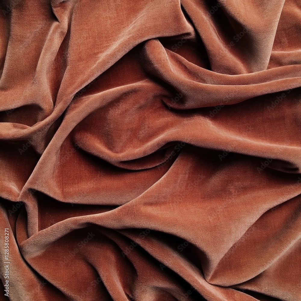 Poster Soft Rust Fabric With Elegant Draping And Subtle Texture Details