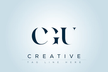 CGU abstract letter logo design. This logo is designed by three abstract letters. 