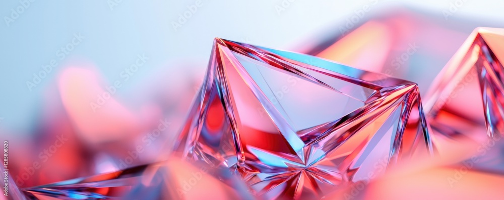 Aufkleber iridescent crystal pyramid shapes with soft color reflections